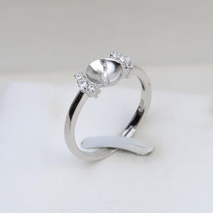 Anillo Ajustable de Plata S925 para Mujer, con Perla Natural, Accesorio de Moda DIY con Soporte Vacío, Producto Semiterminado 150 - Product Image 1