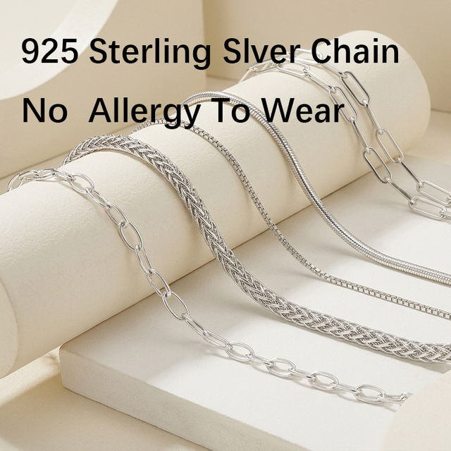 Wholesale Custom 925 Silver Chain Cable Water-Wave Box Snake Twisted Link Chain 925 Sterling Silver Chains Necklace Making Women