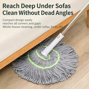 Mopa de Acero Inoxidable de Alto Rendimiento con Autoexprimido, Mopa de Microfibra Súper Absorbente para <span class=keywords><strong>Limpieza</strong></span> <span class=keywords><strong>del</strong></span> <span class=keywords><strong>Hogar</strong></span>, Cocina y Pisos - Product Image 6