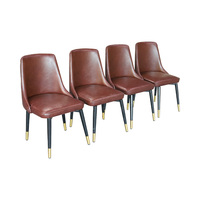 Chaise de salle à manger en cuir PU, style moderne et luxueux, rembourrée, couleur chocolat brun, avec pieds en métal noir, pour hôtel, café