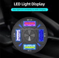 Chargeur de voiture 4 ports USB en gros, adaptateur de charge rapide 7A avec lumière LED, kit chargeur de voiture 35W 48W pour téléphone, tablette, écouteurs
