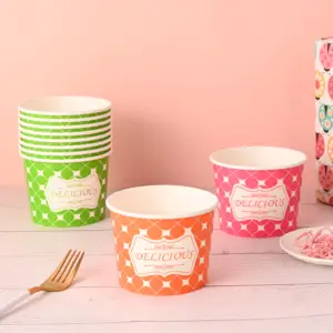 Vasos de papel de helado desechables impresos de fábrica Vasos de helado Tazones de yogur congelado