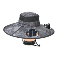 BSCI nouvelle arrivée été gros ventilateur à énergie solaire seau pêcheur chapeau pour enfants