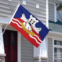 Drapeau de la ville de Belgrade en polyester avec armoiries pour l'affichage