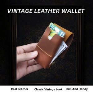 Vintage Crazy Horse Genuine Leather Credit Card Holder Bill Pocket Small Men Wallet - Product Image 2