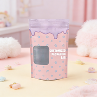 Sacs en plastique personnalisés noir mat en Mylar, pochettes autoportantes en aluminium avec fermeture éclair pour snacks et aliments, avec fenêtre transparente