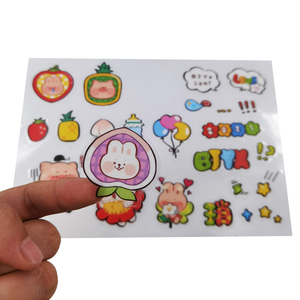 Feuilles d'autocollants personnalisés Kawaii Fruits et Animaux, Décalcomanies transparentes <span class=keywords><strong>en</strong></span> PET Mignonnes Lapin Pêche avec Bordure Blanche, Lots <span class=keywords><strong>en</strong></span> Gros pour Scrapbooking et Loisirs Créatifs - Product Image 1