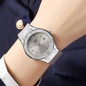 Reloj de Cuarzo para Mujer con Esfera de Diamantes de Lujo, Correa de Silicona, Visualización de Calendario, Fabricación Personalizada de Fábrica - Product Image 5