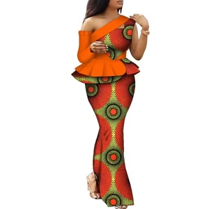 Robe africaine <span class=keywords><strong>pour</strong></span> femmes, robe traditionnelle à imprimé Ankara <span class=keywords><strong>pour</strong></span> femmes, ensemble élégant <span class=keywords><strong>pour</strong></span> soirée, deux pièces, haut et jupe, tenues <span class=keywords><strong>pour</strong></span> femmes, 10085 - Product Image 5