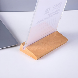 Porte-<span class=keywords><strong>menu</strong></span> en acrylique horizontal et vertical A4 A5 A6, <span class=keywords><strong>support</strong></span> de <span class=keywords><strong>table</strong></span> avec base en bois de hêtre pour café, restaurant, usage en salle à manger - Product Image 6