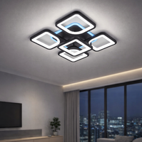 Lustre de plafond noir moderne nordique JACKSUN avec éclairage LED RGB 72W, éclairage d'intérieur pour salon, télécommande, éclairage intelligent