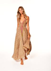 OEM personnalisé vente en gros 2024 femmes été solide impression parole longueur robe conception à la main manches courtes décontracté plage fête naturel - Product Image 5