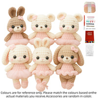 Kit de crochet pour débutants, adorable poupée lapin ou ours, ensemble de tricot DIY avec fil et outils, fournitures de tricot artisanal