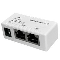 Injecteur PoE passif à port unique Gigabit Répartiteur PoE à câble intégré (12-52V DC) pour caméra de surveillance pour commutateurs réseau