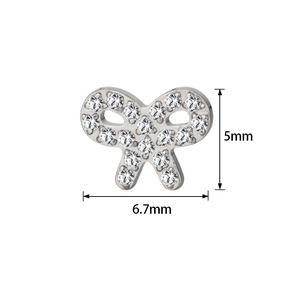 Listo para enviar lindo G23 / F136 titanio CZ Bowknot Labret roscado internamente Top Body Piercing joyería Helix Lip Ring Helix Ear - Product Image 5