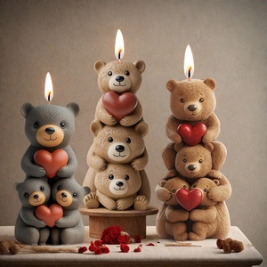 DIY Cartoon Bear Sculpting Mold Plush Bear Shaped Scented Candle Valentine'S Day Craft Kit - Product Image 2
