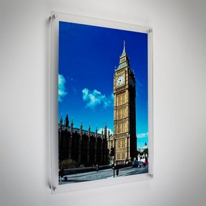 Custom High Quality <strong>Transparent</strong> Acrylic Double Panel Floating <strong>Frame</strong> Stand For Photos Display