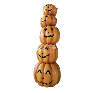 Décoration d'Halloween en forme de citrouilles empilées, 3,5 m, en plastique durable pour extérieur, décoration de festival - Product Image 5