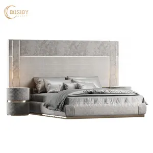 Maßge schneiderte Guangdong Herstellung Schlafzimmer möbel Set moderne Luxus betten mit Gold Stahl 2021 neues Design