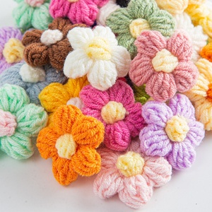 Nouvelles fleurs éternelles artificielles en laine crochetée à la main, 4cm, 5cm, 6cm, plusieurs têtes de fleurs au crochet comme cadeaux de fêtes - Product Image 2