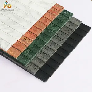 3D Groove Long Strip Mosaic Red Travertine Marble Wall Decoration Bathroom Kitchen Backpanel Tile Threedimensional Stone Mosaic