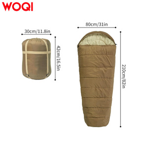 Saco de dormir Woqi Mummy para 3 estaciones, de nailon ligero y transpirable, para camping y senderismo, para adultos, longitud estándar, color caramelo. - Product Image 3