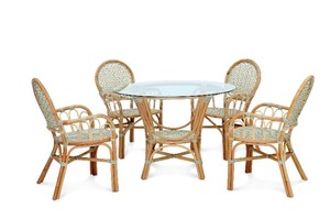 Ensemble de salle à manger Albany Bistro en rotin, design asiatique, table et chaises pour la maison, l'hôtel, la villa - Product Image 4