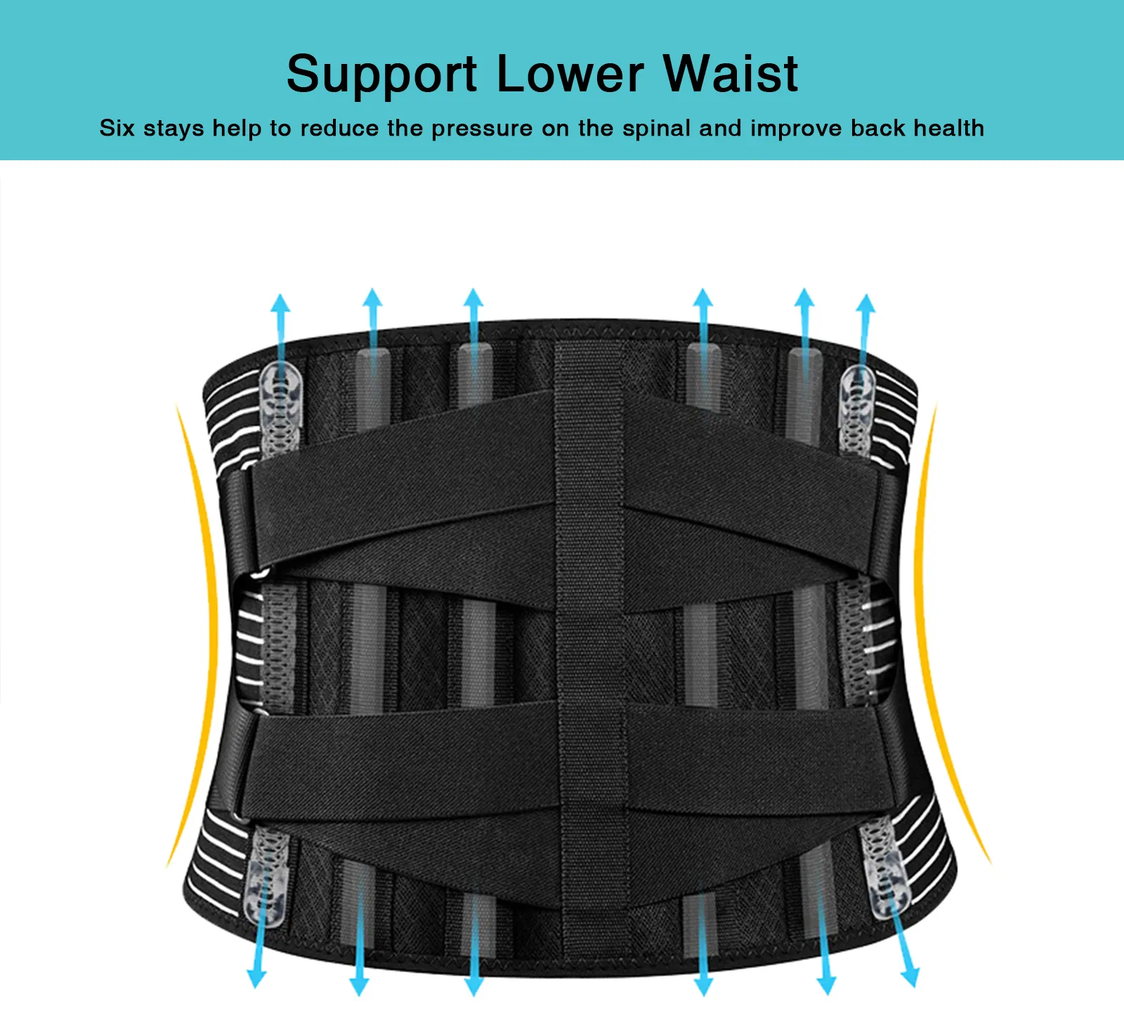Seguridad en el trabajo Transpirable Soporte de cintura Brace Pad Cinturón lumbar para el dolor de espalda Cinturón de soporte de espalda para hombres Mujeres