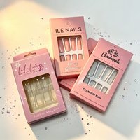 Boîte d'affichage personnalisée avec languette de suspension, boîte en carton avec fenêtre transparente en PVC pour faux ongles, emballage pour capsules d'ongles, usine OEM