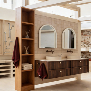 Mueble de Baño Moderno con <span class=keywords><strong>Doble</strong></span> Lavabo y Espejo Arqueado para Hogar, Bar y Vestidor - Product Image 6
