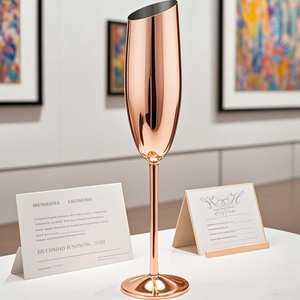 Logos personnalisés Unique Métal Oblique En Acier Inoxydable Bar Mariage Cocktail Boisson Incassable Tiges 7oz Vin <span class=keywords><strong>Champagne</strong></span> Flûtes Verres - Product Image 2