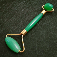 Rouleau facial en jade 100 % naturel, pierre précieuse aventurine verte naturelle, outil de massage facial