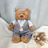 JellyCat 28cm 36 47 Vêtements pour poupée ours Barcelona, jouet de dessin animé, costume bleu foncé avec robe de mariée en satin