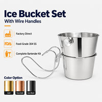 Seau à glace en acier inoxydable 3,8 L avec poignée, logo laser personnalisé 304, seau à vin et champagne pour la maison, le bar, les fêtes, vente en gros
