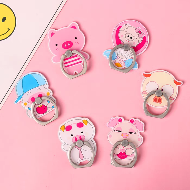 Custom Logo Wholesale Phone Finger Ring Holder 360 Rotation  Cute Cartoon Acrylic Phone Holder