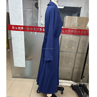Robes maxi décontractées bleu marine unies personnalisées pour femmes, manches longues, boutons sur le devant, robe pour femmes