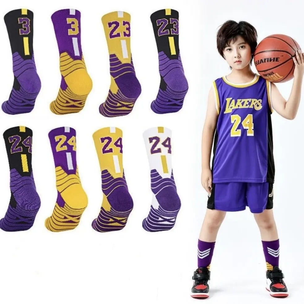 Hot Sale Child Kids Sport Socks Custom Designer Logo Cotton Cushion Super Elite Basketball Men Socks For Children