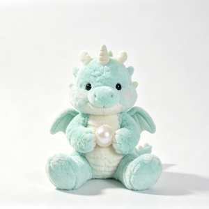 Peluche de dragón personalizado con perla, juguete de dragón de peluche, peluche de dragón verde menta, dragón bebé con alas de peluche. - Product Image 1