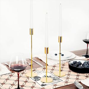 En gros, Ensemble de bougeoirs coniques en métal doré, centres de table pour la décoration de la maison et de mariages - Product Image 6
