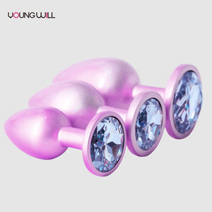 アナルトレーナーキット金属アナルプラグアンドバットプラグ膣拡張クリスタルダイヤモンドベース大人用アナルビードトレーナーキット大人用おもちゃ - Product Image 3