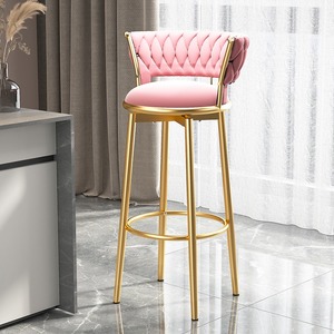 WDY Nuevas Sillas de Barra Altas con Respaldo Bajo, Giratorias, de Terciopelo Dorado, para <span class=keywords><strong>Isla</strong></span> de Cocina - Product Image 6