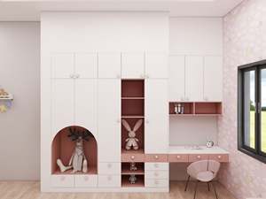 Ensemble de meubles de chambre d'enfant rose moderne avec des caractéristiques de sécurité, armoire modulaire en bois - Product Image 5
