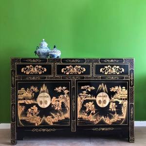 יפה צבוע ביד מלא עץ סיידית בסגנון סיני ארון - Product Image 2