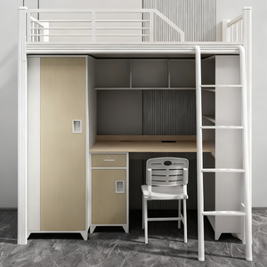 Lit superposé moderne en métal avec bureau et chaise intégrés pour étudiants, idéal pour dortoirs scolaires, pour enfants et <span class=keywords><strong>adultes</strong></span> - Product Image 3