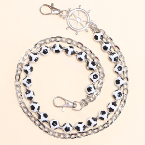Double Layer Soccer Ball Waist <b>Chain</b> Zinc Alloy Punk Style <b>Jeans</b> Hanging <b>Chain</b> Daily Wear Fashion Body <b>Chain</b> - Product Image 4