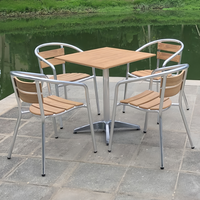 Meubles de jardin en aluminium modernes, table et chaises de salle à manger d'extérieur pour patio, balcon, hôtel, café, restaurant