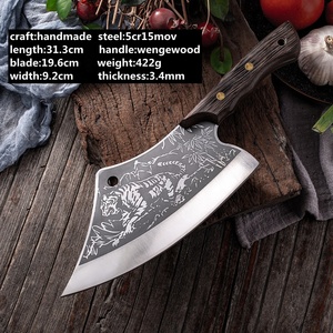 Couteau à découper de chef chinois avec gaine de couverture, couperet de cuisine à motif de tigre fait à la main de 7.5 pouces - Product Image 2