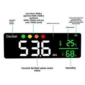 Máy đo mức tiếng ồn kỹ thuật số OLED gắn tường, nguồn pin <span class=keywords><strong>Android</strong></span>, đo âm lượng âm thanh bằng decibel, dùng cho gia đình, xuất xưởng trực tiếp - Product Image 4