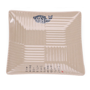 A5 <b>melamine</b> imitation porcelain square sushi <b>plate</b>, buffet plastic dish, rice bowl, grilled skewers <b>plate</b>, fast food, cold - Product Image 1