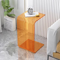 Mesa de Centro y Mueble de Exhibición para Sala de Estar, Modelo TUFEI TF-205T, Acrílico Transparente Naranja, Convertible y Moderno, Personalizado